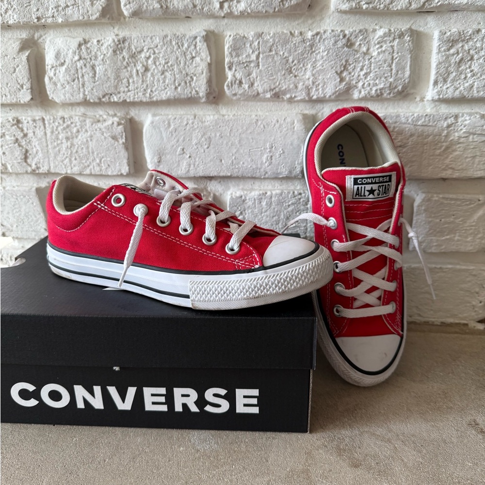 Converse Red Canvas Sneakers - worn once!